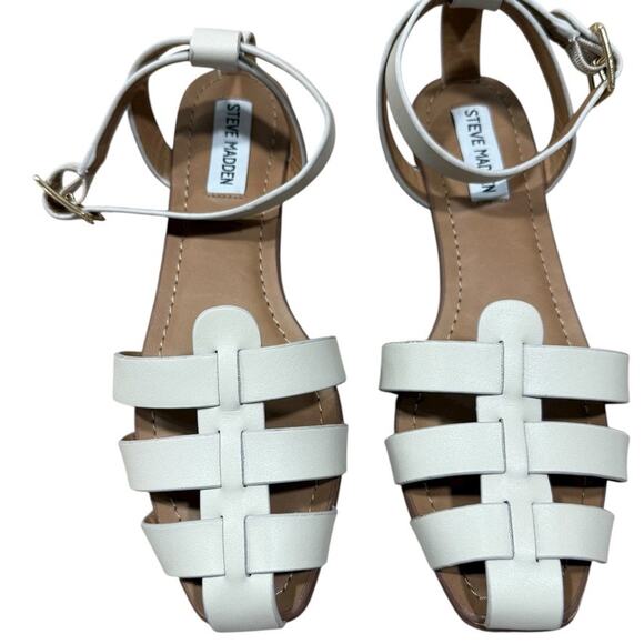 Steve Madden White Leather Fisherman Media Ankle Wrap Sandal 9 - Picture 1 of 6